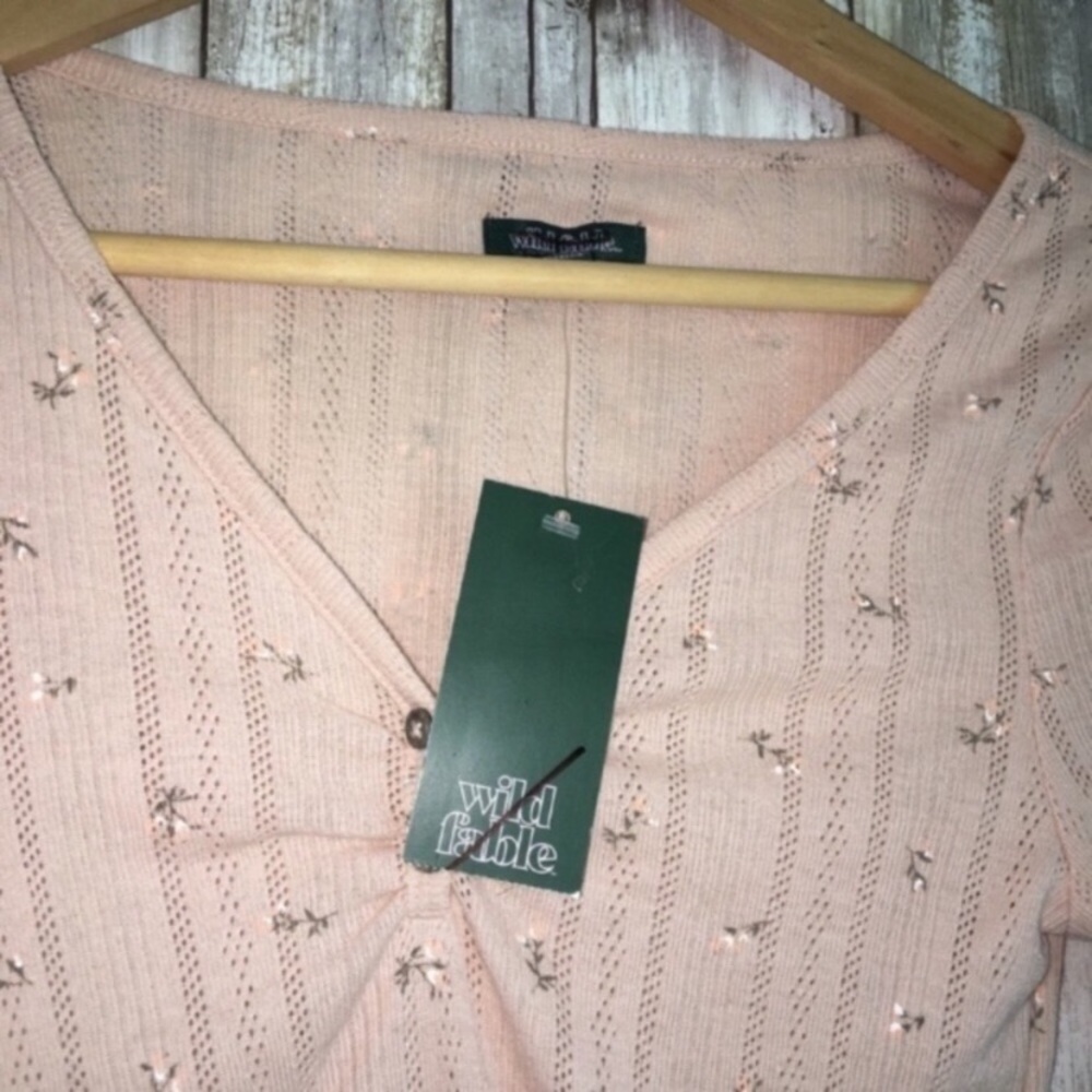 NWT Wild Fable Pink Floral Baby Doll Top - Picture 6 of 6